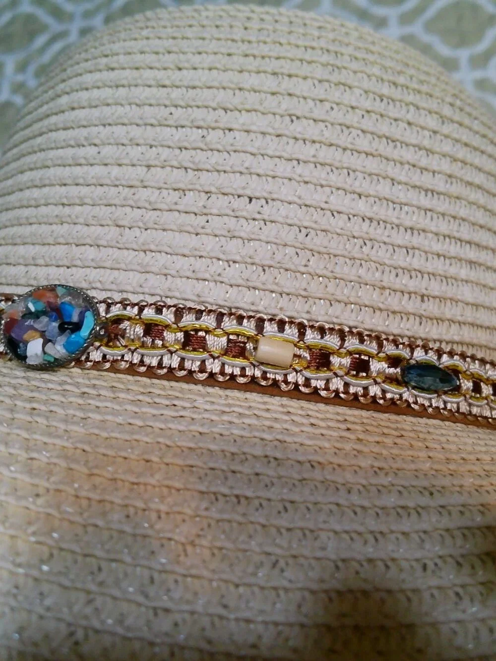 NEW HAT WITH STONE DECOR MH0103 Multi Beaded Band Floppy Hat